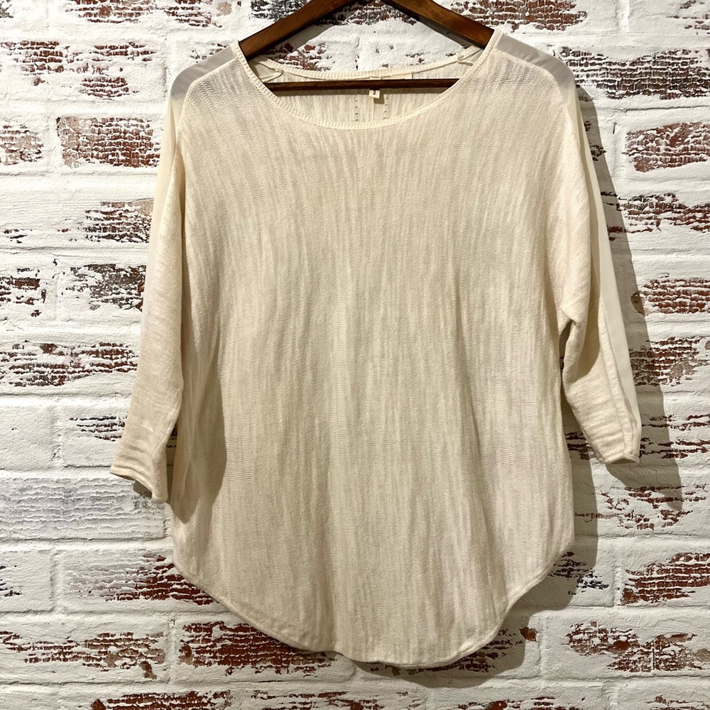 Moth Anthropologie Light Academia Ivory Cream Blouse Chiffon Sleeves Size XS